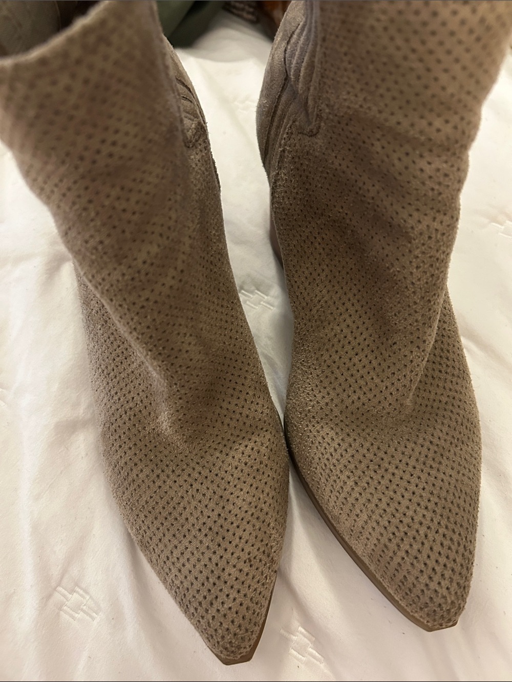 Indigo Rd.Taupe Perforated Pointed Toe Women's Boots